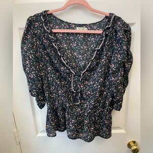 Max Studio Black Floral Blouse
